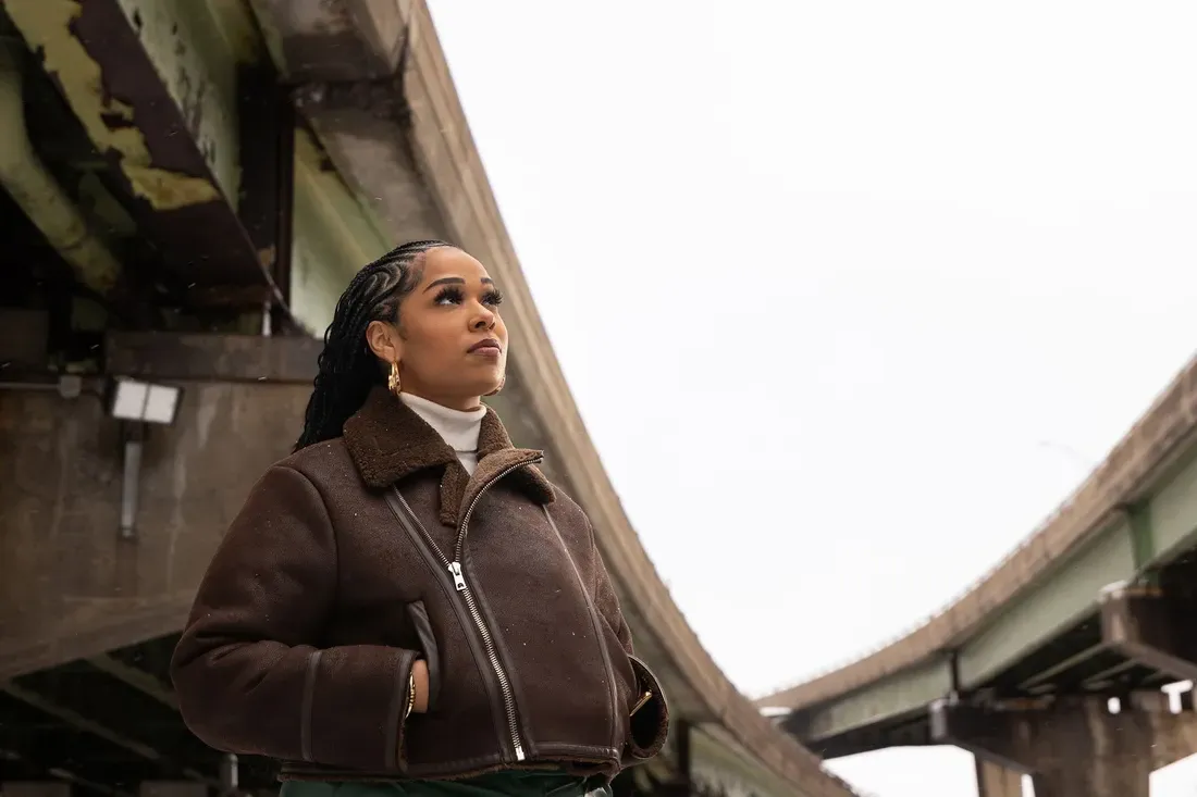 Adara “Darla” Hobbs ’22, G’26 outside the I-81 bridge.